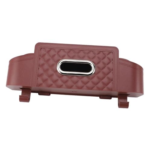 Cocoarm Car Back Seat Organizer, Plastic Car Headrest Storage Holder with Tissue Box Cover Cup Holder and Phone Stand, Hanging Backseat Storage Box for Family Travel (Wine Red)