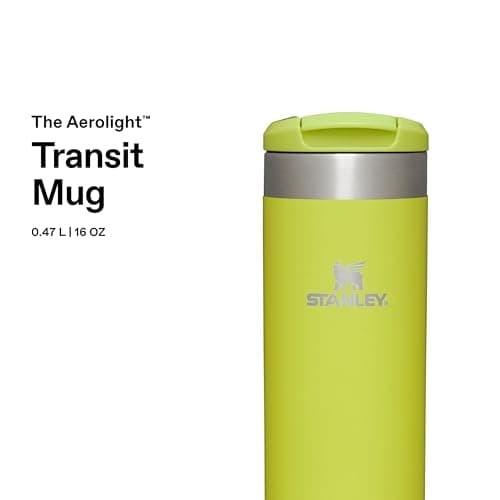 Stanley 1913 Aerolight Transit Travel Mug 0.47L - Keeps 6 Hours Hot - 8 Hours Cold - Dishwasher Safe - Leakproof - Car Cup Holder Compatible - Insulated Coffee Cup - Electric Yellow — view 3