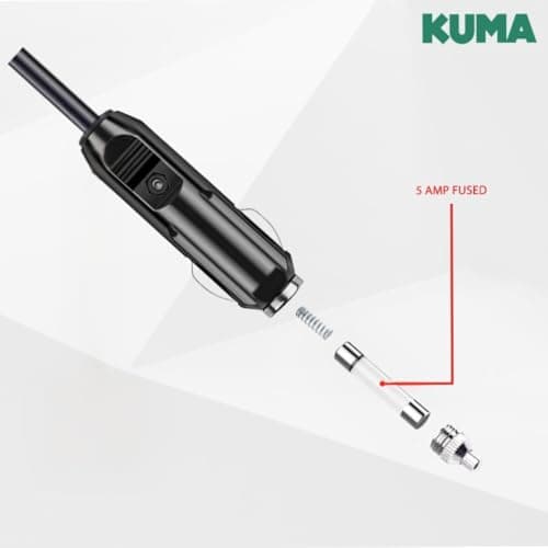KUMA 12v TV Power Lead Supply Adaptor for Motorhome Campervan Caravan - Car Cigarette Lighter Socket Plug Adapter Charger for Television Satellite Navigation GPS DashCam - 12 volts Cig Extension Cable — view 3