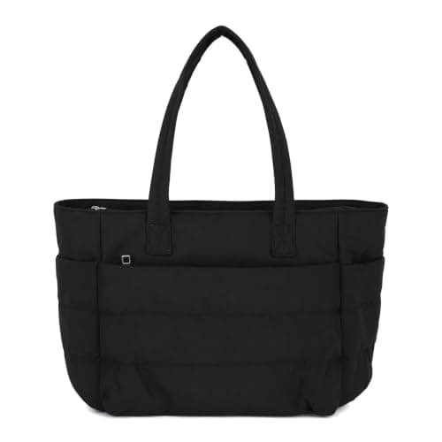 DINSAGE Tote Bags for Women Puffer Work Tote Bag with Compartments Lightweight Laptop Bag with Zip Large Ladies Hand Bags Womens Shoulder Teacher Nurse College Handbag for Work School Uni Travel
