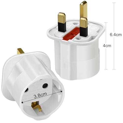 VGUARD European to UK Plug Adapter 6 Pack BS8546 Certified Travel Adapter 2-Pin to 3-Pin, EU Schuko to UK Plug with 13A Fuse for Europe French Spanish German Turkish to UK Socket - White — view 5