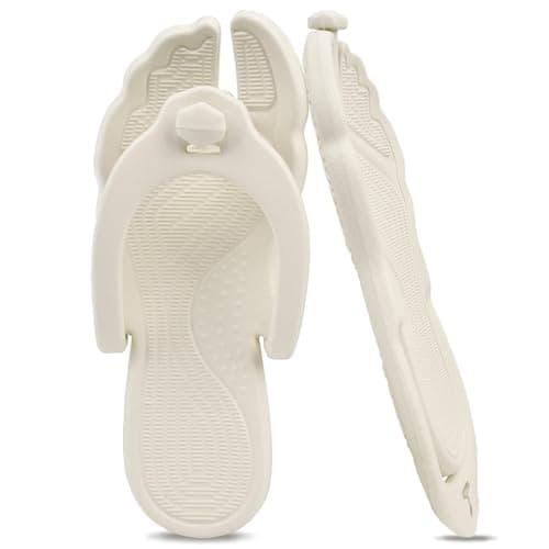 ZOORON flip flops for women men flip flops beach sandals foldable slippers travel slippers for women lightweight non-slip quick dry, Pack of 1 Beige, 37.5/39 EU