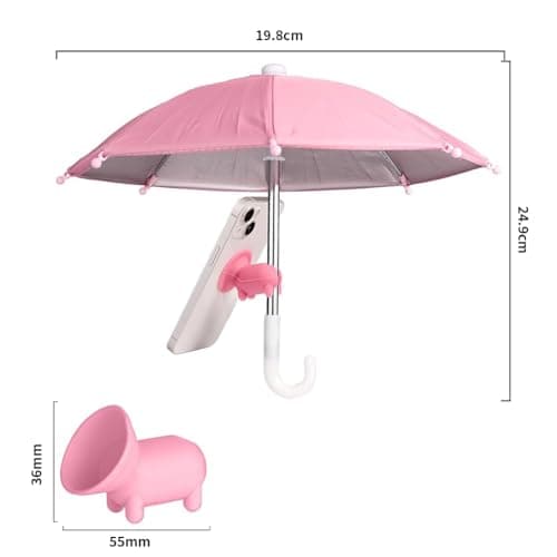 QYEHF Anti-Glare Phone Umbrella Sun Shade, Holder with Suction Plug for Car Navigation Sunscreen, Mini Sunscreen Travel Cell Phone Umbrella, Smartphone Outdoor Stand (pink) — view 2