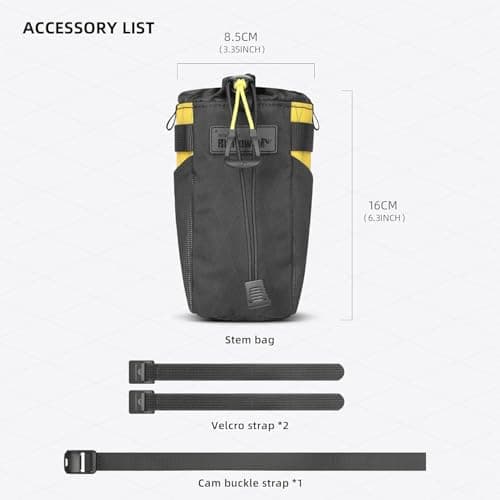 Rhinowalk Bike Water Bottle Bag with Quick Release, Insulated & Waterproof, 3-Point Mounting, Drain Hole, Side Mesh Pockets – Durable Nylon for MTB, Road, and Gravel Bikes（Black） — view 2
