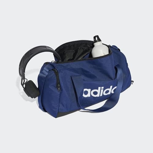 adidas Unisex Essentials Linear Duffel Bag Duffel Bag, Dark Blue/White, XS — view 4