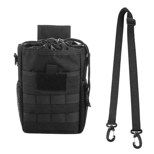 XINCHIA Canvas Belt Pouch Waist Bag Small MOLLE Sling Bag Waterproof Foldable Small Daypack with Drawstring Outdoor Sports Storage Organiser with 4 Pockets for Travel Cycling Hiking — view 3