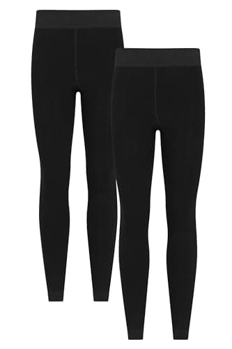 Mountain Warehouse Womens Fluffy Fleece Lined Thermal Leggings Multipack - Lightweight Ladies Pants, Warm & Cosy - Autumn Winter, Outdoors, Travelling & Hiking Black (2 Pack) M