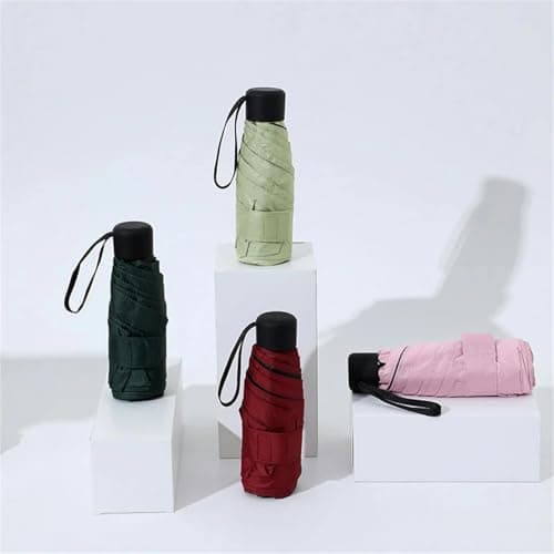YYDPYZBD Umbrella Ultralight Mini Pocket Folding - Windproof Travel Compact Rain & Sunscreen -burgundy — view 2