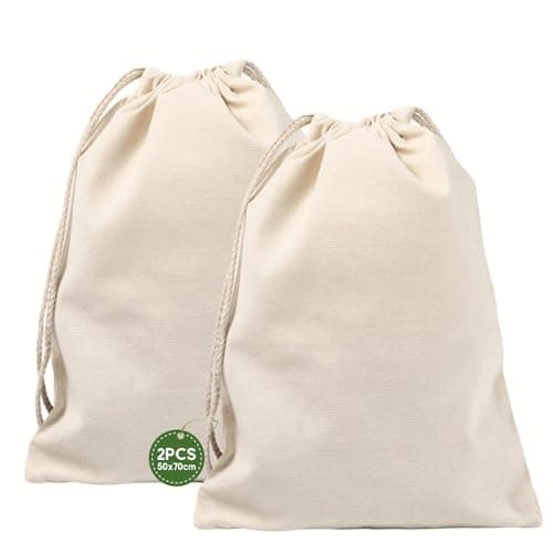 2 Pack Premium Large Laundry Storage Shopping Bags, Practical Drawstring Bag Washable Laundry Basket for Laundry, Travel, Shopping, Household Storage (50 X 70 cm)