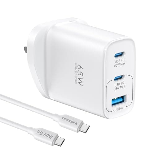 TOPADRE 65W USB C Charger, 3 Ports Fast Charger Plug with QC 4.0/PPS/PD 3.0