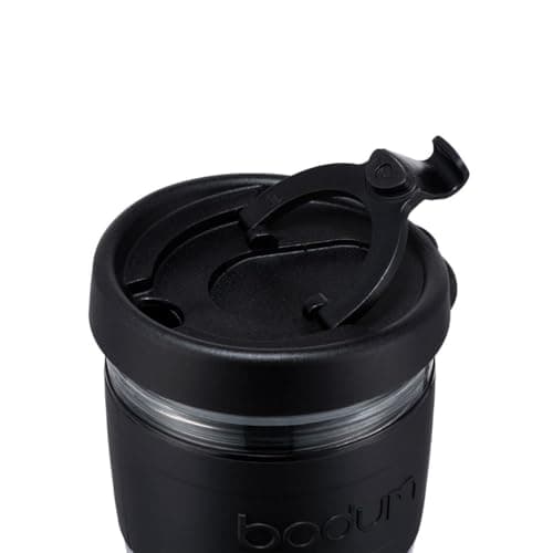 Bodum JOYCUP Travel Mug, 250ml Reusable Double-Wall Coffee Cup with Lid, BPA-Free Plastic and Silicone Grip, Black, 11889-01S — view 3