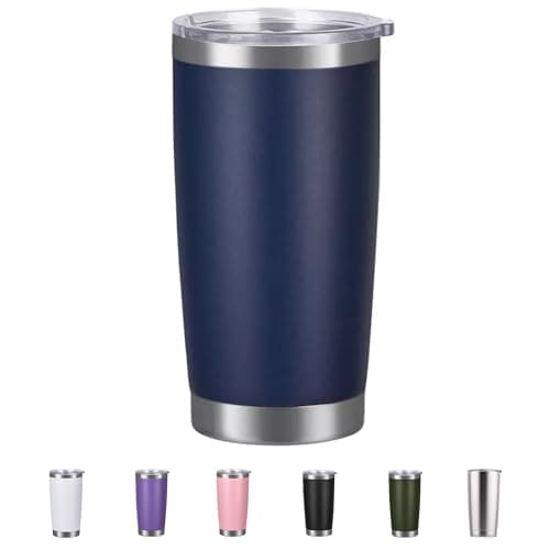 Shunshi Insulated Travel Tumbler with Leak-Proof Lid, 20oz Double-Wall Stainless Steel Mug - Keeps Hot/Cold 4/10H, Car Cup Holder Fit, BPA Free - Ideal for Coffee, Commute & Gifts (Navy Blue)