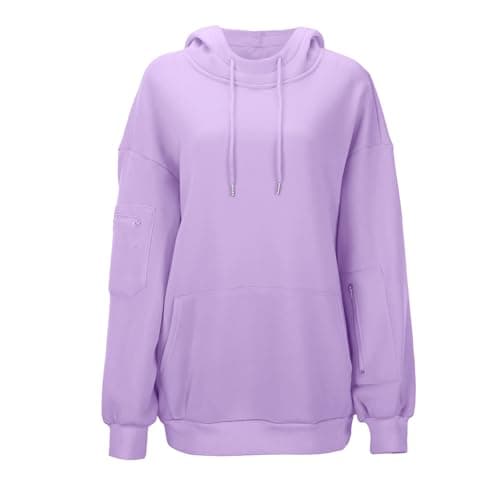 Ewleguzka Travel Hoodie with Eye Mask Built In,Comfrt Airplane Wearable Blanket Hoodie for Adults Men Women 4 Pockets Purple — view 4