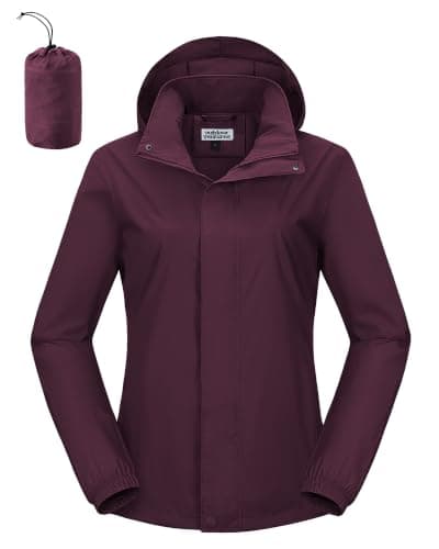 Outdoor Ventures Women's Raincoat Waterproof Rain Jacket Foldaway Hood