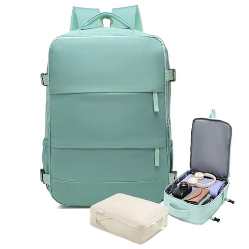 Treer Ryanair Cabin Bags 40x30x20cm Underseat Travel Backpack Carry on Hand Luggage for Airplanes, Waterproof Multiple Pockets Rucksack, Includes Compressible Storage Bag (Mint Green,24L)