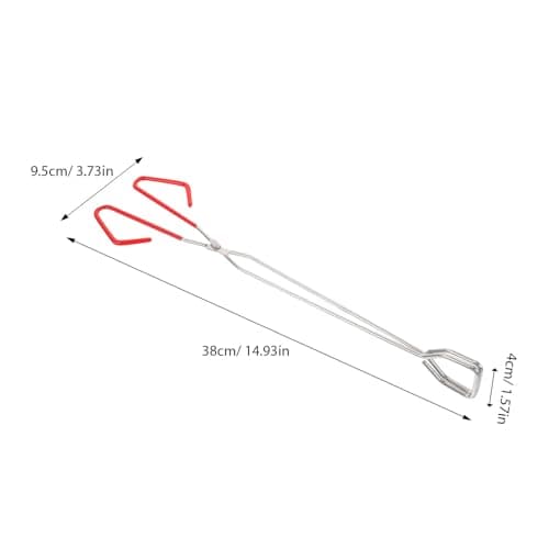 Healeved Lengthened Stainless Steel Barbecue Fireplace Tong 38cm Lightweight Strong Fire Tool for Charcoal and Garbage, for Outdoor Activities and Picnics — view 2