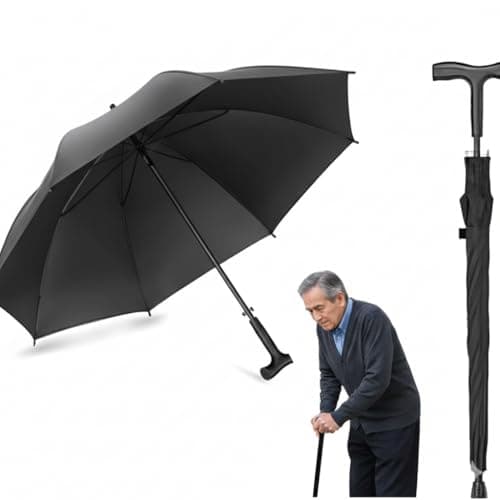 Sixhawks 2-In-1 Walking Stick Umbrella Windproof Strong Umbrella Lightweight Hiking & Climbing Support Ideal For Golf, Sport and Everyday Use — view 2