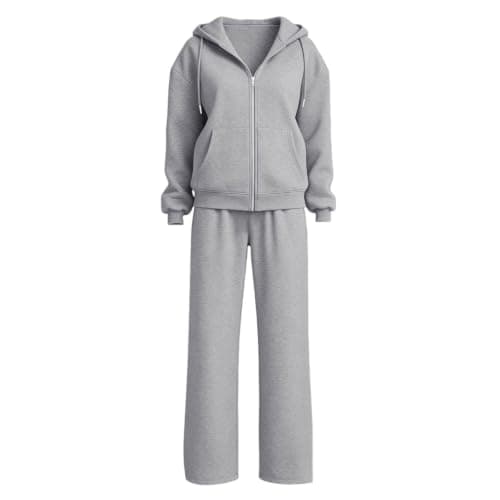 Womens Zip Up Hoodie Tracksuit Outfits,Hoodie Jacket and Wide Leg Trousers — view 6