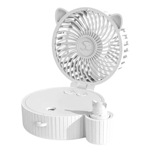 Water Misting Fan with Light Foldable Rechargeable 2400mAh Battery