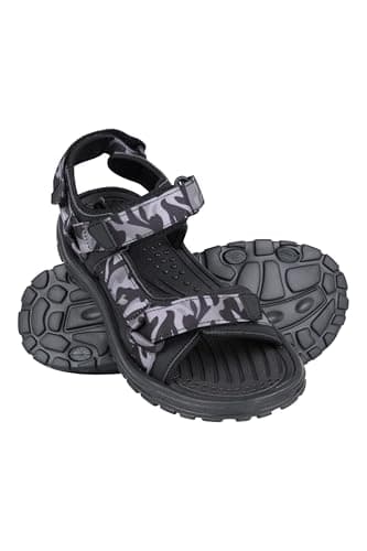 Mountain Warehouse Crete Mens Sandals - Durable & Sturdy Grip, Cushioned Footbed, Neoprene Lined, Hook & Loop Straps Beach Shoes - Spring Summer Travel, Walking Dark Grey (01) Adult Shoe Size 12