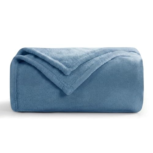 Aisbo Blue Throws Blanket for Sofas - Bed Throw Double Size Fluffy Sky Blue Blanket Fleece, Warm Soft Flannel Blanket for Couch, 150x200cm