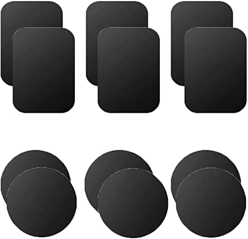 Rheme Metal Plate 12 Pack for Magnetic Phone Car Mount Holder Cradle Stand, Universal Replacement Super Slim Thin Metal Plate with Adhesive for Phone Magnet - 6 Round and 6 Rectangle