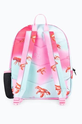 hype school uni casual work hiking day backpacks for kids boys girls teens men and women (Pink/Mint Green Disco Lobster, One Size) — view 5