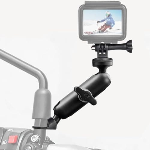 CAMOLO Motorcycle Action Camera Mount Holder, Handlebar Mount Clip for Bike/Bicycle/Motorcycle/Motor,Compatible with GoPro Hero 6/7/8/9&AKASO, SJCAM, DJI Osmo YI and More