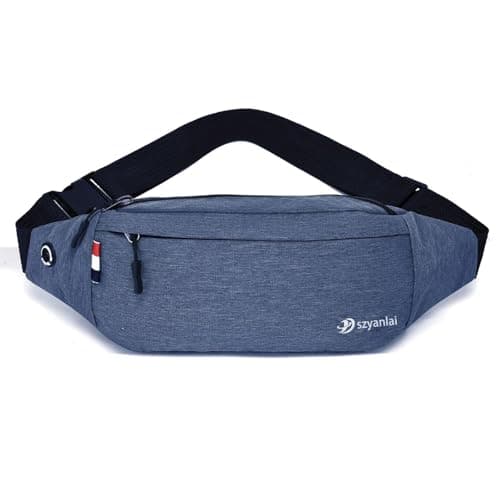 Bum Bag for Ladies Women Men Girls Bumbags Waist Fanny Pack with Headphone Jack and Adjustable Belt for Sport Running Hiking for Men Women (Blue)