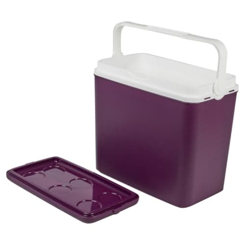 URBNLIVING 24L Cooler Box Insulated Picnic Cool Box with Carry Handle Ice Pack Divider Camping Beach BBQ Food & Drinks Storage (Purple - With 2 Ice Packs) — view 4