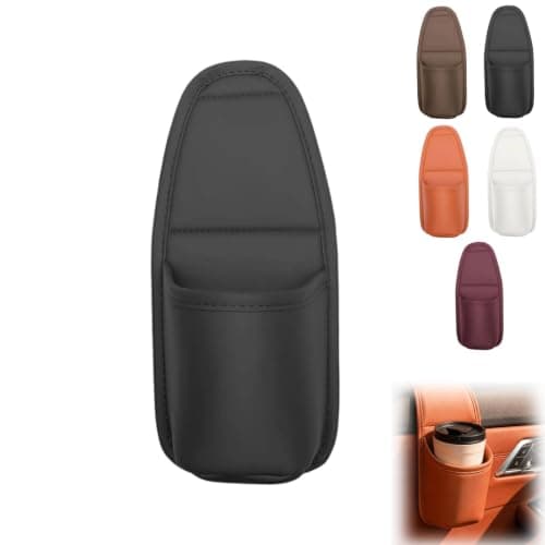 PU Leather Car Door Cups Holder, Cup Holder for Cars (Black)