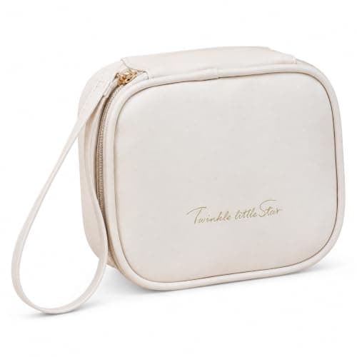 White Waterproof Travel Toiletry Bag, Compact Cosmetic Makeup Pouch 14x11.5x6 cm, Portable Mini Wash Bag for Toiletries & Skincare, Ideal for Short Trips, Gym & Daily Use