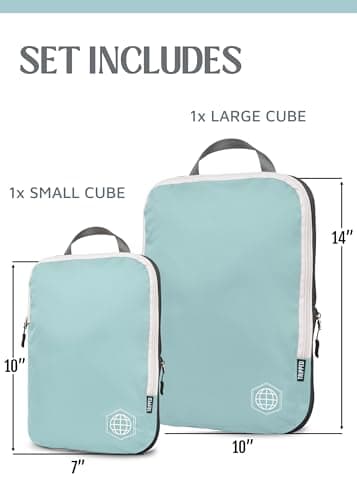 TRIPPED Travel Gear Compression Packing Cubes for Travel- Packing Cubes and Travel Organizers, Dusty Teal and White, 2Piece — view 3