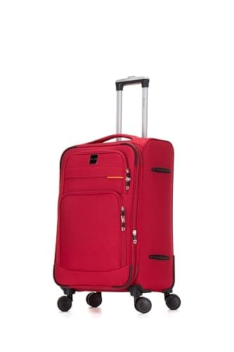 Skylark Medium Suitcase 24" Super Lightweight Luggage 20% Expandable 4 Wheels Spinner 3-Digit Combination Lock Soft Shell Luggage for 15 to 20kg (Red, 78 litres)