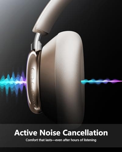 Wentronic Y03 Bluetooth Headphones Wireless Active Noise Cancelling Over Ear Headphones 48 Hours Playtime 6 EQ Music Mode High Sound Quality Headphones with Soft Ear Cushion - Starlight — view 4