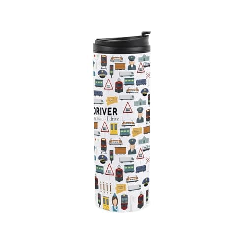 Custom Train Driver Travel Mug - Personalised Train Operator Gift - Reusable Stainless Steel Vacuum-Sealed Double-Walled Travel Flask 500ml (16 fl oz) — view 4