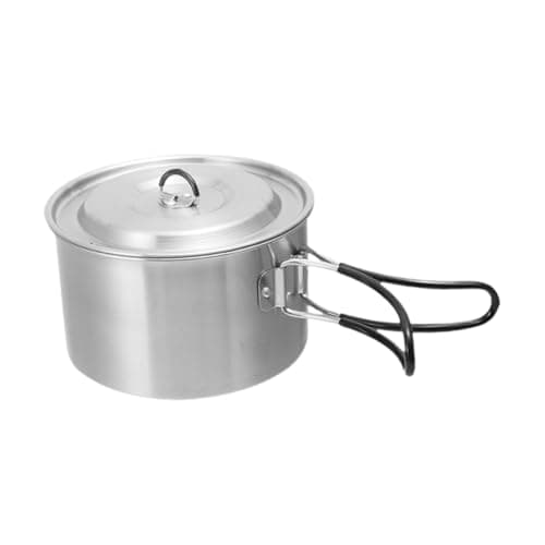 perfk Camping Jar Stockpot Compact Practical Light with Cover Covering Kitchen Pot for Travel Trips, Double Handle — view 6
