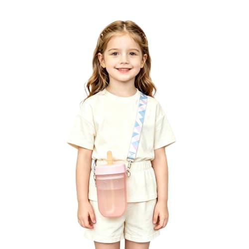 Cute Water Bottle with Straw Hiking Activity City Tour Pink One Size — view 2