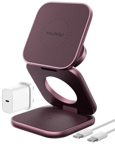KU XIU Qi2.2 25W 3-in-1 Magnetic Wireless Charging Station-Burgundy