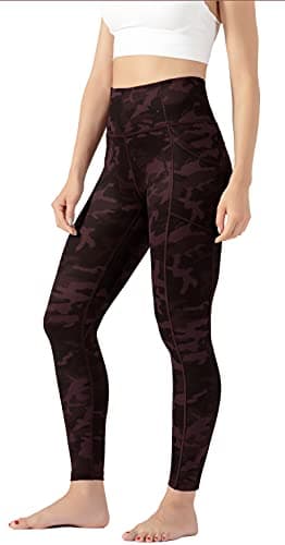 OVRUNS High Waist Gym Leggings for Women Yoga Pants with Pockets Workout Running Compression Leggings for Women - Burgundy Camo Multi - XL — view 3