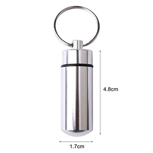 3 Pack Waterproof Aluminum Pill Box Keychain, Small Pill Case Silver — view 3