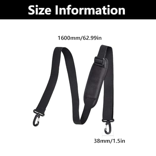 JFGDVW Bag Straps, Adjustable Replacement Padded Shoulder Bag Strap, Universal Cross Body Bag Straps, For Luggage, Laptop Bags,Messenger Briefcases, Handbags, And Sports Gear (Black) — view 2