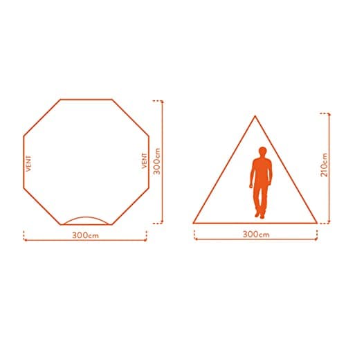 Eurohike Teepee 4 Man Tent with Easy to Pitch 1 Pole Construction & Sewn in Groundsheet, 4 Person Tipi, Waterproof & Ventilated, Ideal for Festivals, Wild Camping Trips, Backpacking & Hiking (Grey) — view 3