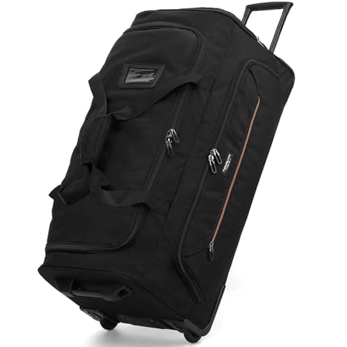 TONRUYN 85L Travel Duffle Bag with Wheels and Telescopic Handle Large Wheeled Holdall for Travel Rolling Duffel Bags 29'' Soft Trolley Luggage with Shoe Compartment & Wet Pocket, Black