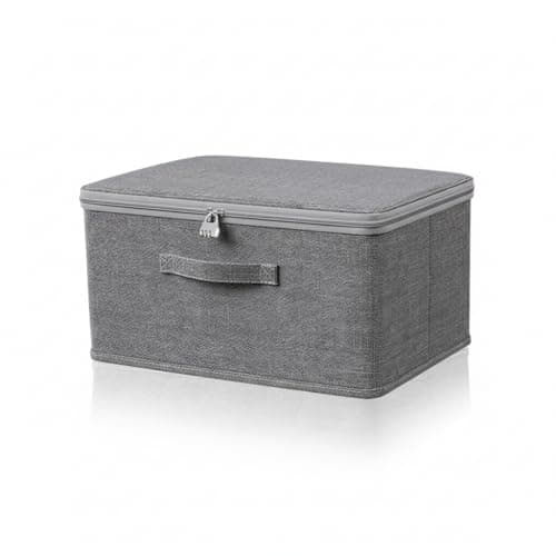 Doukesh Storage Box with Lock, Storage Boxes With Lids Fabric,Combination Lock Box, Fabric Closet Organizer for Clothes, Jeans, T-shirts, Quilts, Sweater (38x25.5x16cm)