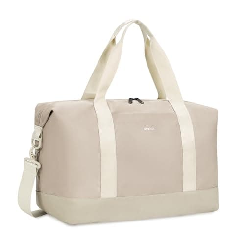 ECOHUB Easyjet 30L Cabin Bag - 45x36x20 Underseat Travel Flight Bag with Foldable Carry On, Removable Wet Pocket, Waterproof Overnight Holdall for Women (Beige)