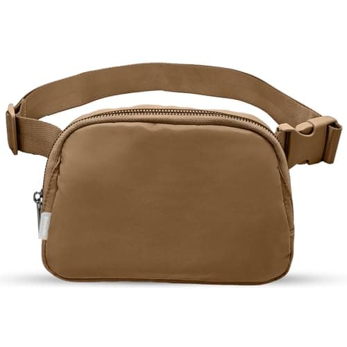 Bomvabe Brown Fanny Pack for Women Teens Girls, 1L Everywhere Belt Bag with Adjustable Strap 32" to 51", Small BumBag for Ladies with Multi Pockets, Crossbody Bag Lightweight for Travel Sport Running