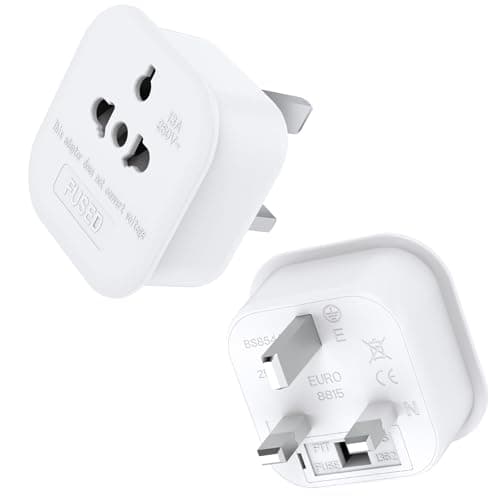 2Pack European to UK Plug Adaptor, US to UK Travel Plug Adapter