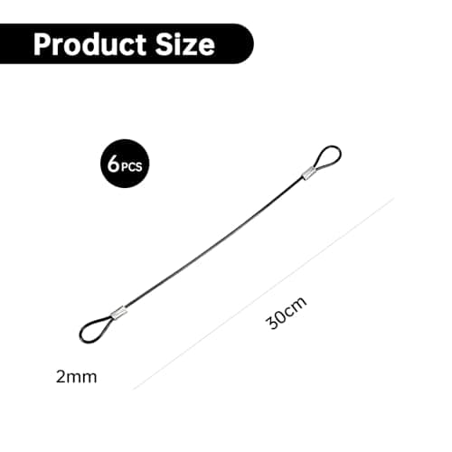 6 Pack Stainless Steel Safety Lanyard Coated Wire Rope Tether Double Loops — view 2