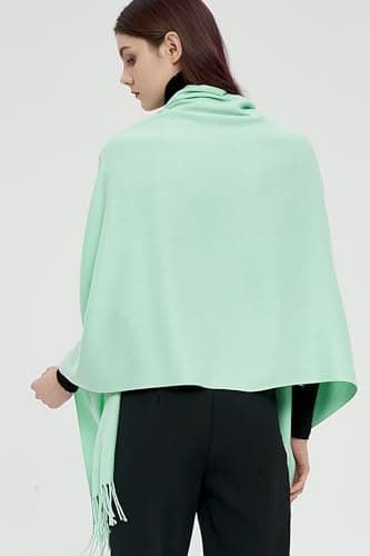 Pashmina Shawls and Wraps Scarfs for Women Wedding Party Winter Warm Long Solid Color,Mint Green — view 5